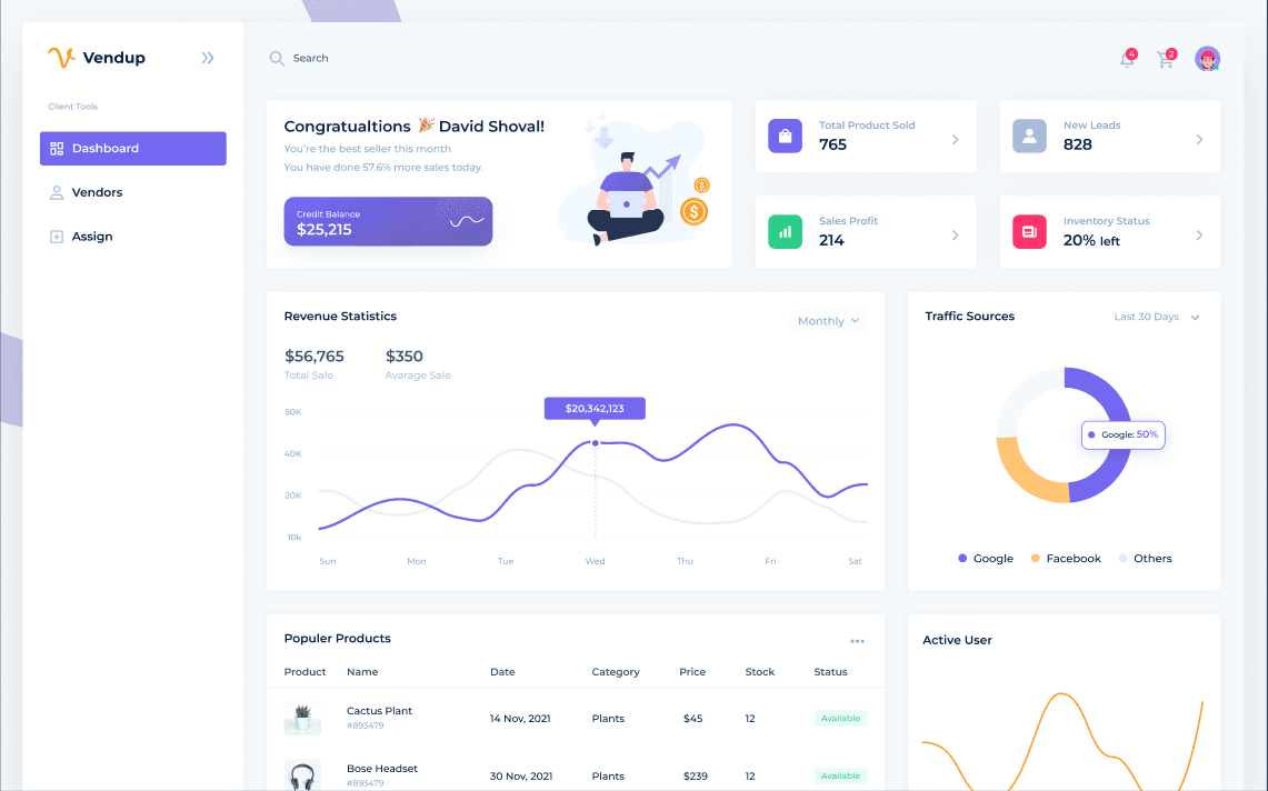 Vendup web application by Guy Dahan